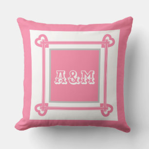Simple, Geometric, Pattern ,Pink , Grey  Throw Pil Cushion
