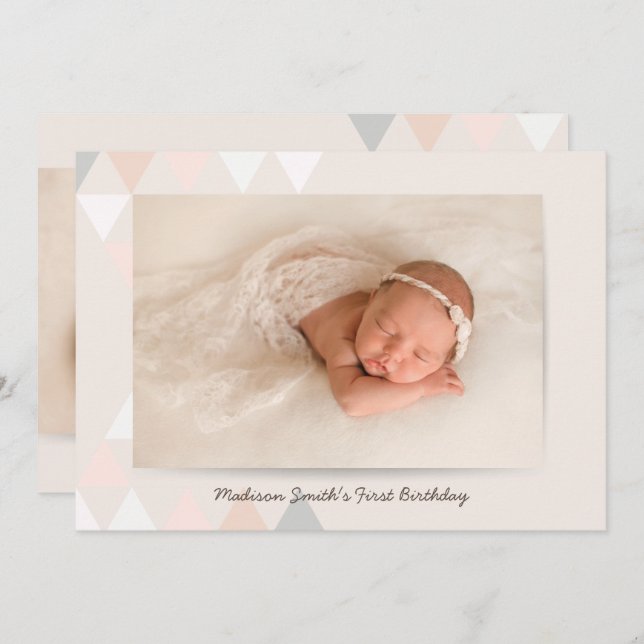 Simple Geometric Photo Birthday Party Invitation (Front/Back)
