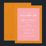 Simple Geometric Pink and Orange Bat Mitzvah Invitation<br><div class="desc">Custom Simple Geometric Pink and Orange Bat Mitzvah Invitation</div>