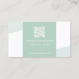 Simple  Geometric QR Code Seafoam Green Business Card