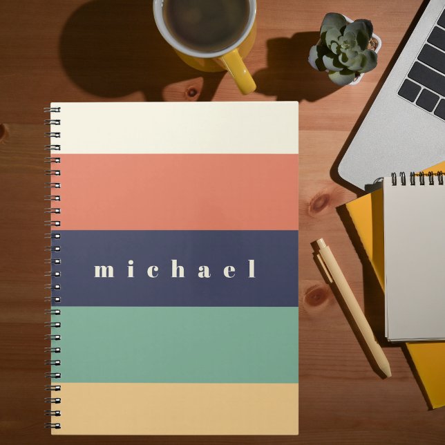 Simple Geometric Retro Colourful Stripes Notebook (Creator Uploaded)