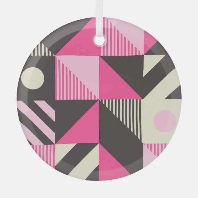 Simple Geometric Scandinavian Artwork Glass Tree Decoration (Front)
