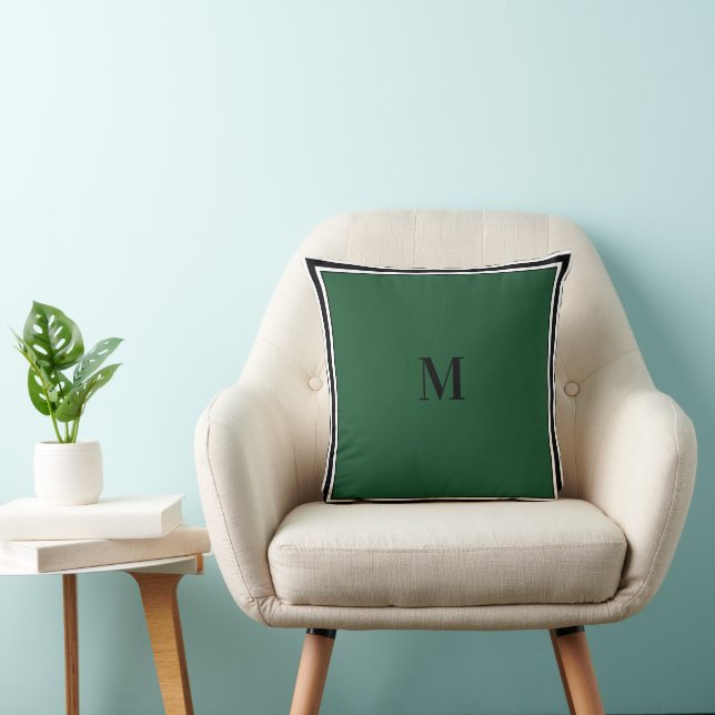 Simple Geometric Squares Border Green Throw Pillow (Chair)