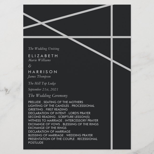 Simple Geometric Style Wedding Programme (Front)