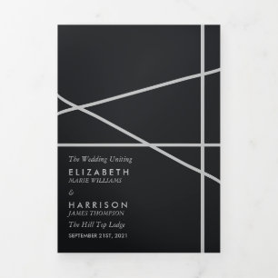 Simple Geometric Style Wedding Tri-Fold Programme
