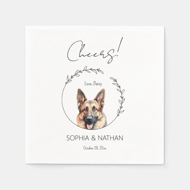Simple German Shepherd Wedding Cocktail Napkins (Front)