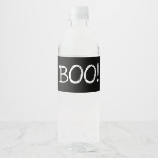 Simple ghost boo black waterbottle label