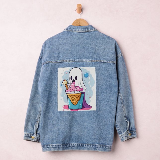 Simple ghost eating ice cream  denim jacket (Hangar)