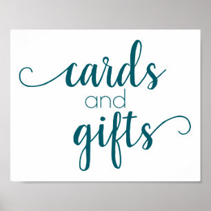 Simple Gift Table Teal Aqua Any Party Event Poster