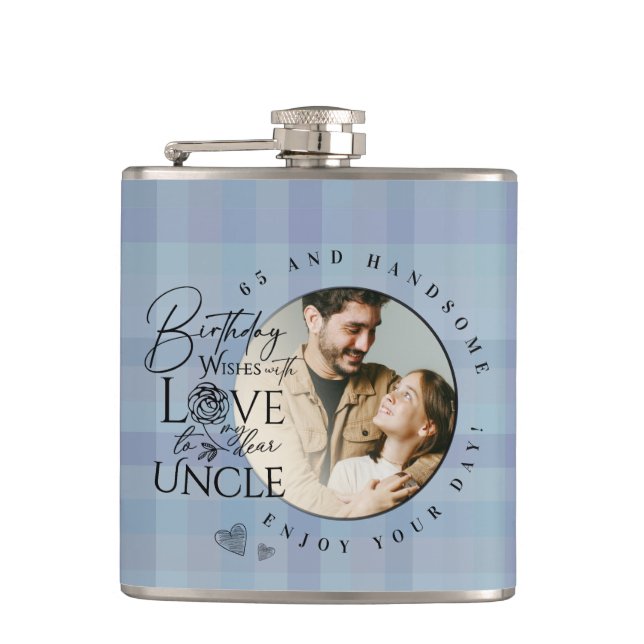 Simple Gifts For Uncle | Custom Birthday  Hip Flask (Front)