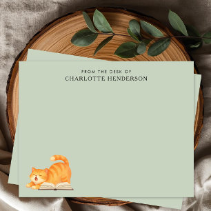 Simple Ginger Cat and Book Custom Card