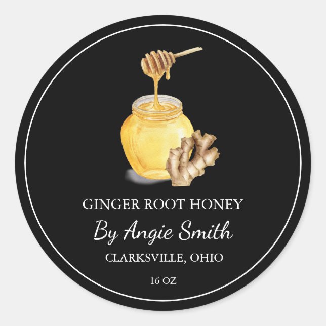 Simple Ginger Root Infused Honey Label (Front)