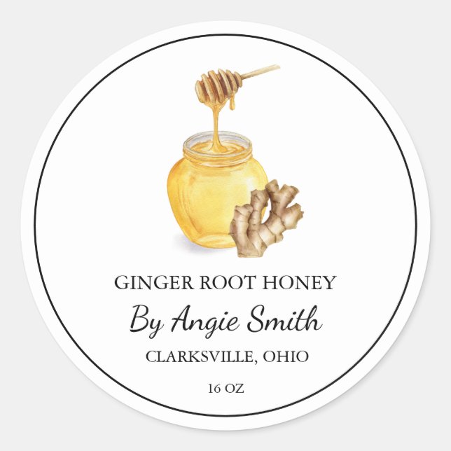 Simple Ginger Root Infused Honey Label (Front)