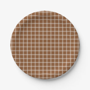 Simple Gingham Gender Neutral Baby Shower Paper Plate