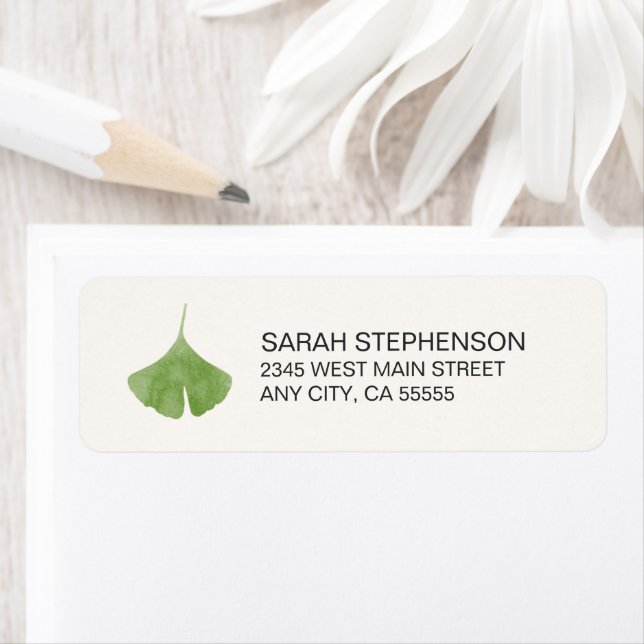 Simple Ginkgo Leaf Nature Return Address Labels (Insitu)