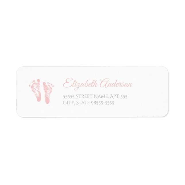 Simple Girl Baby Shower Precious Pink Footprints (Front)