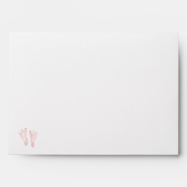 Simple Girl Baby Shower Precious Pink Footprints Envelope (Front)