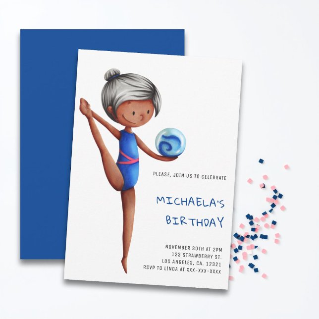 Simple Girl Rhythmic Gymnastics Birthday Party Invitation (Creator Uploaded)