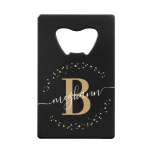 Simple Girly Black Gold Name Monogrammed