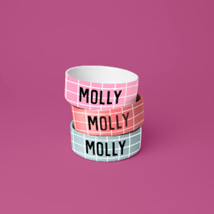 Simple Girly Bright Pink Check Graphic Modern  Bowl