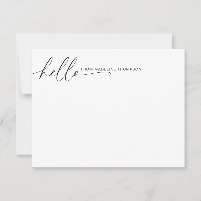 Simple Girly Hello Script Name Contemporary Card (Front)