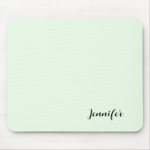 Simple Girly Personalised Script Mint Green Mouse Pad