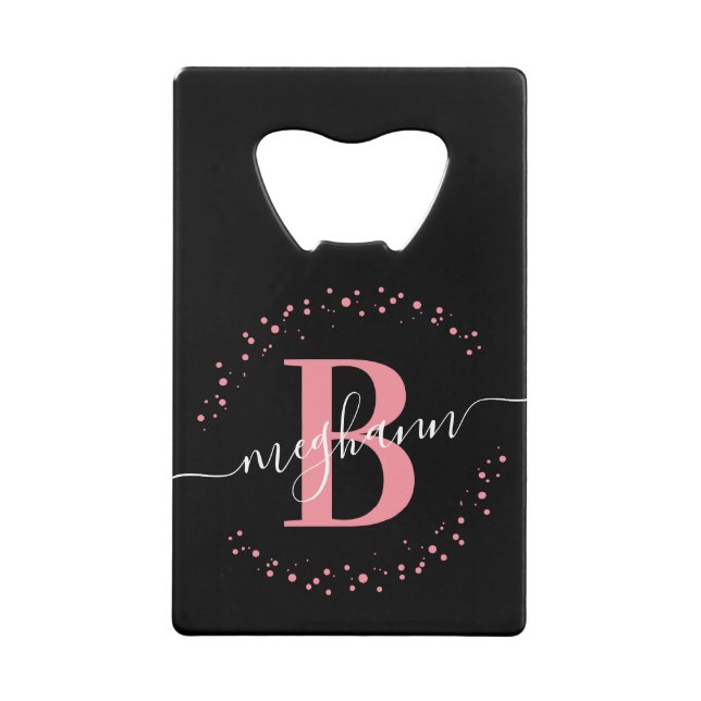Simple Girly Pink Black Name Monogram  (Front)