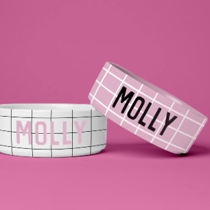 Simple Girly Pink Check Graphic Modern  Bowl