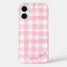 Simple Girly Pink Hand-Drawn Watercolour Gingham