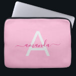 Simple Girly Pink Personalised Name & Monogram Laptop Sleeve<br><div class="desc">Add a sweet,  stylish touch to your tech with this Simple Girly Pink Personalised Name & Monogram Laptop Sleeve. Featuring a soft pink design with custom name and monogram options,  it blends feminine charm with everyday function. Perfect for work,  school,  or travel.</div>