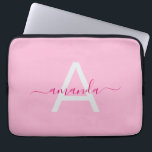 Simple Girly Pink Personalised Name & Monogram Laptop Sleeve<br><div class="desc">Add a sweet, stylish touch to your tech with this Simple Girly Pink Personalised Name & Monogram Laptop Sleeve. Featuring a soft pink design with custom name and monogram options, it blends feminine charm with everyday function. Perfect for work, school, or travel.</div>