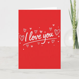 Simple Glitter I Love You Hearts Card
