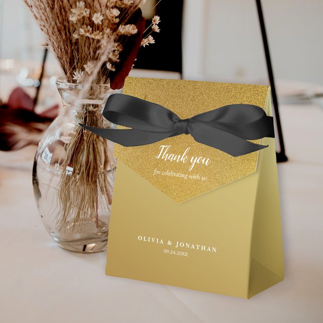 Simple Glitter Rose Gold Thank You Wedding  Favour Box (Simple Glitter Rose Gold Thank You Wedding Favor Box)