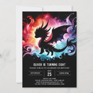 Simple Glowing Dragon Birthday Printable Invitation