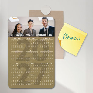 Simple Gold 2027 Calendar Minimalist Holiday Photo Magnet