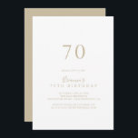 Simple Gold 70th Birthday Party Invitation<br><div class="desc">This simple gold 70th birthday party invitation is perfect for a modern birthday party. The simple and elegant design features classic and fancy script typography in gold.</div>