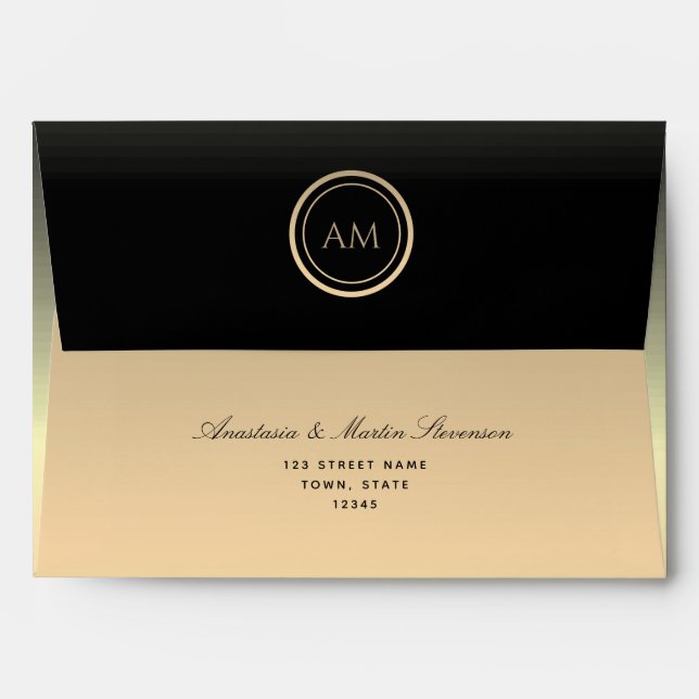 Simple Gold and Black Envelope (Back (Top Flap))