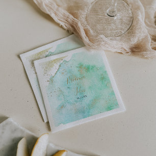 Simple Gold and Green Minimalist Wedding Napkin