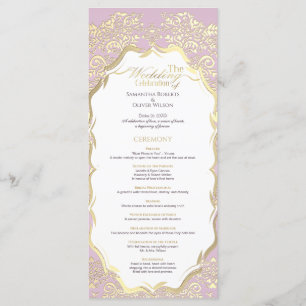 Simple Gold and Pink Classic Wedding Program Programme