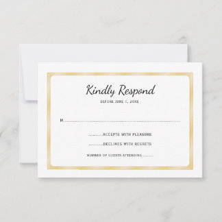 Simple Gold and White Event  RSVP Card