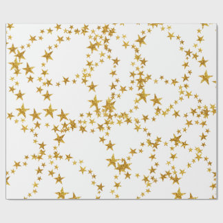 Simple Gold and White Star Wrapping Paper