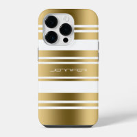 Simple Gold And White Stripes Pattern Print