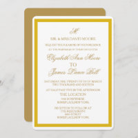 Simple Gold and White Wedding Invitation