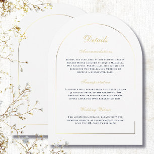 Simple Gold Arch Navy White Details Wedding Invitation