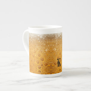 Simple Gold Beer Monogram Christmas party Bone China Mug
