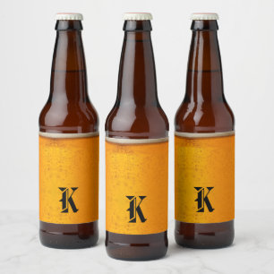 Simple Gold Beer Monogram Christmas party Bottle Label