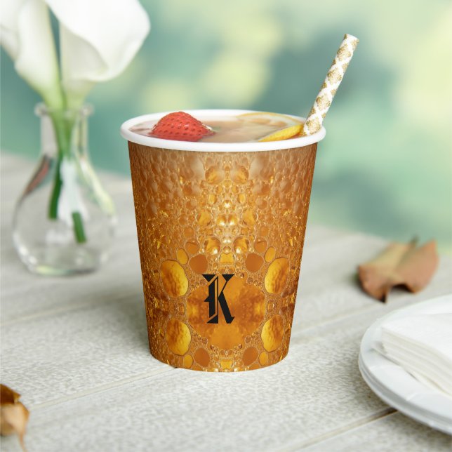 Simple Gold Beer Monogram Christmas party Paper Cups (Insitu)