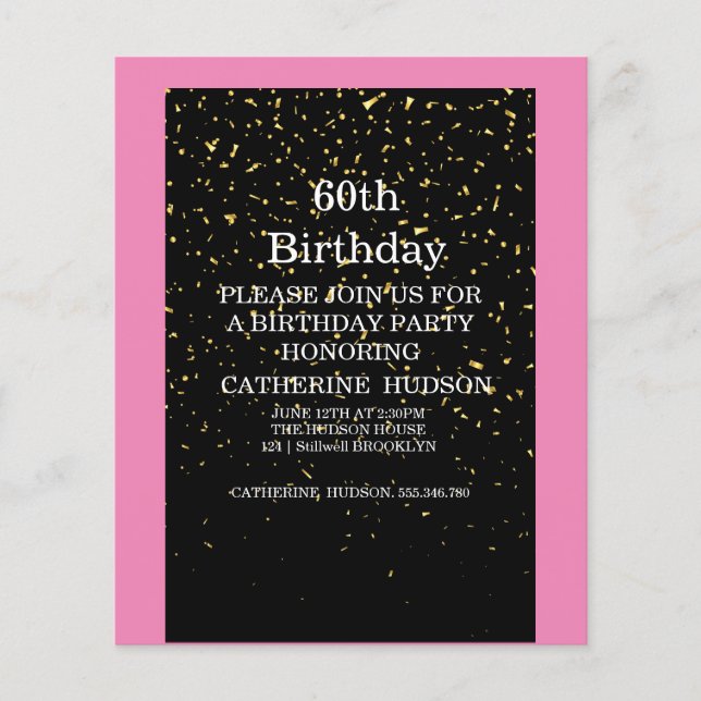 Simple gold Black 60th birthday (Front)