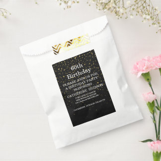 Simple gold Black 60th birthday Favour Bags