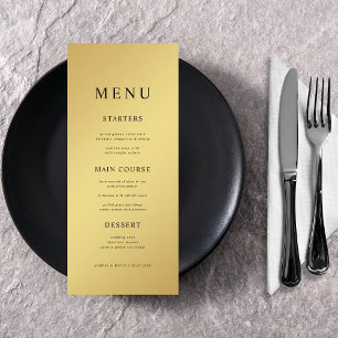 Simple Gold & Black Metallic Gradient Wedding Menu